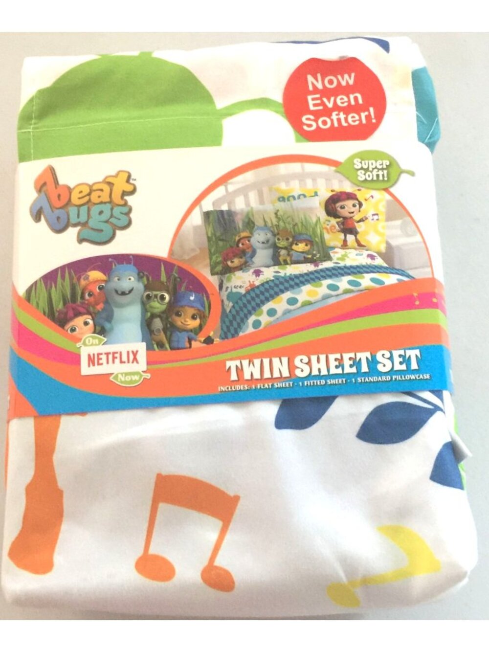 beat Bugs Twin Sheet 3 Piece Set NETFLIX 100% Polyester